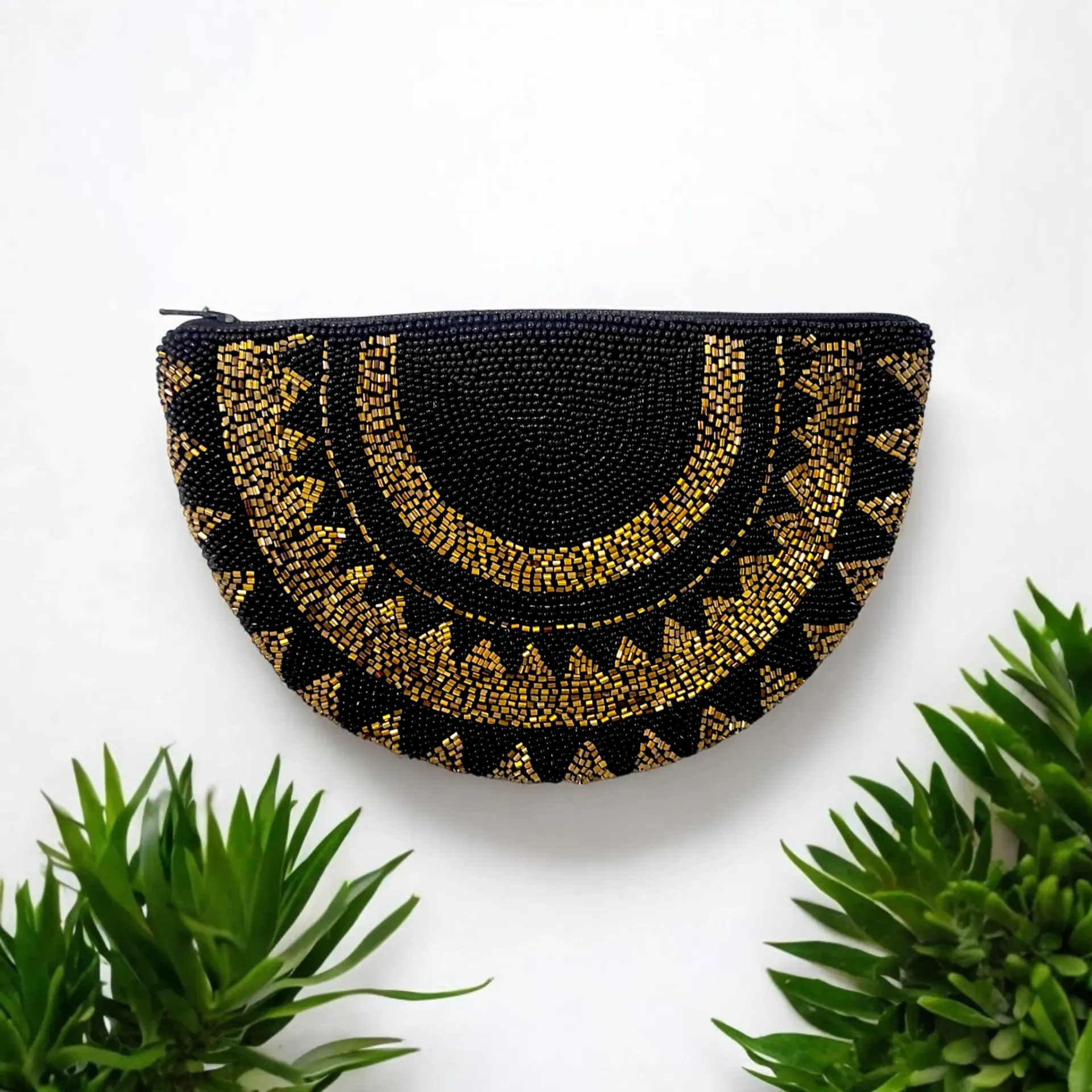 Black half circle clutch
