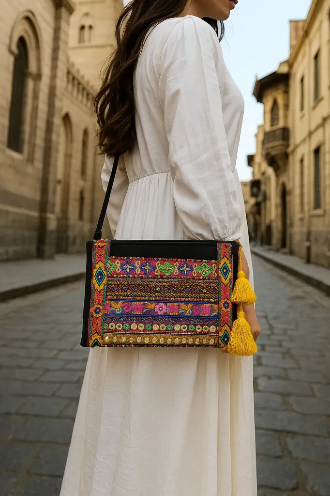 Colorful clutch -black